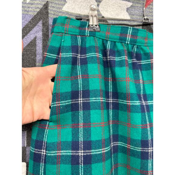 Pendleton Pencil Skirt Tartan Plaid Scottish Wool 16 Vintage Academia Green - Picture 3 of 6